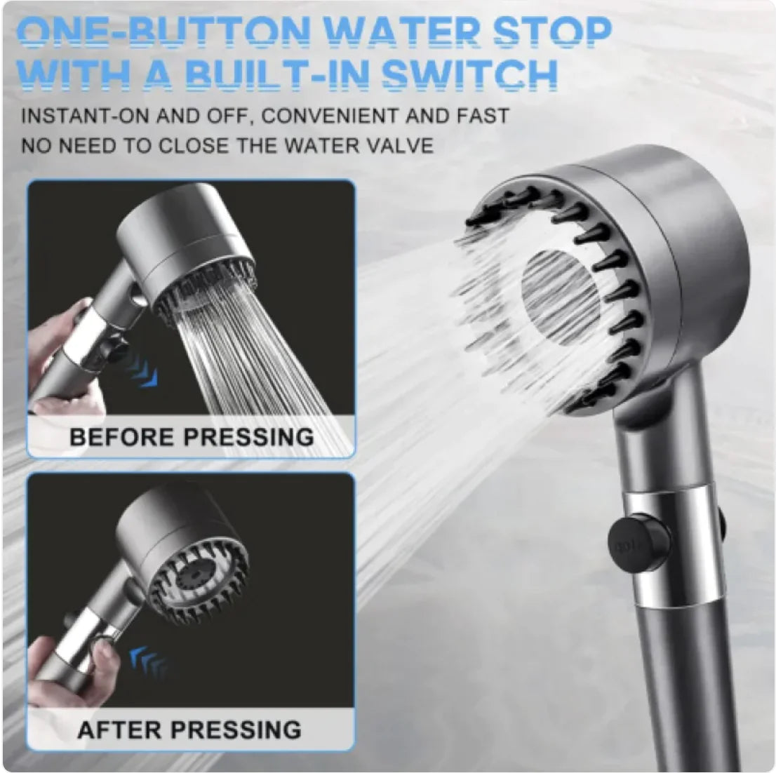 3-Mode High-Pressure Shower Head